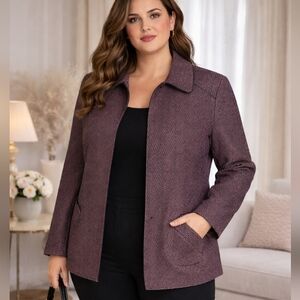 Ellen Tracy Plum Textured Open-Front Blazer